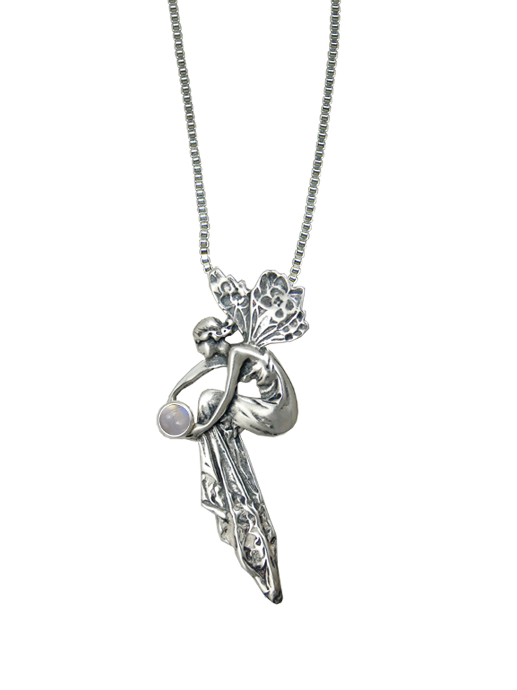 Sterling Silver Fairy of Memories Pendant With Rainbow Moonstone